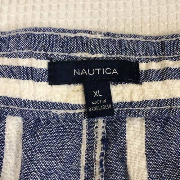 Nautica Shorts Womens Extra Large Blue White Striped Linen Blend Pockets Casual - Picture 7 of 8